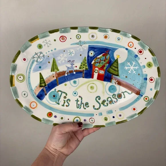 Natural Life Holiday Serving Platter Christmas Hosting Winter Kitchen Decor - Picture 7 of 9